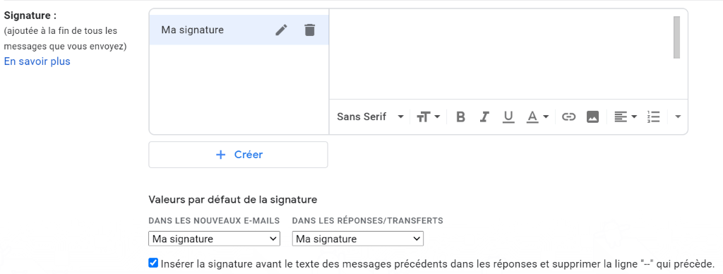 ajouter une signature sur gmail