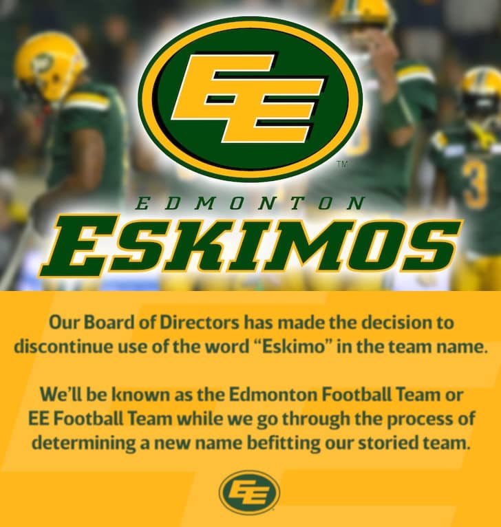 Edmonton Eskimos changement de nom