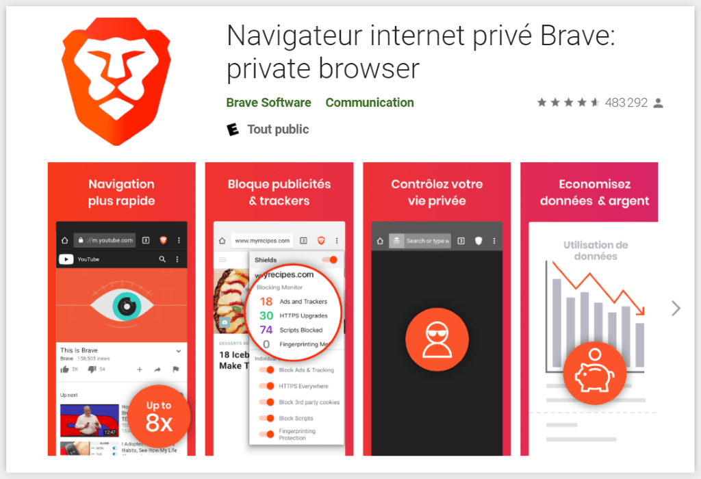 brave navigateur internet android sans pub