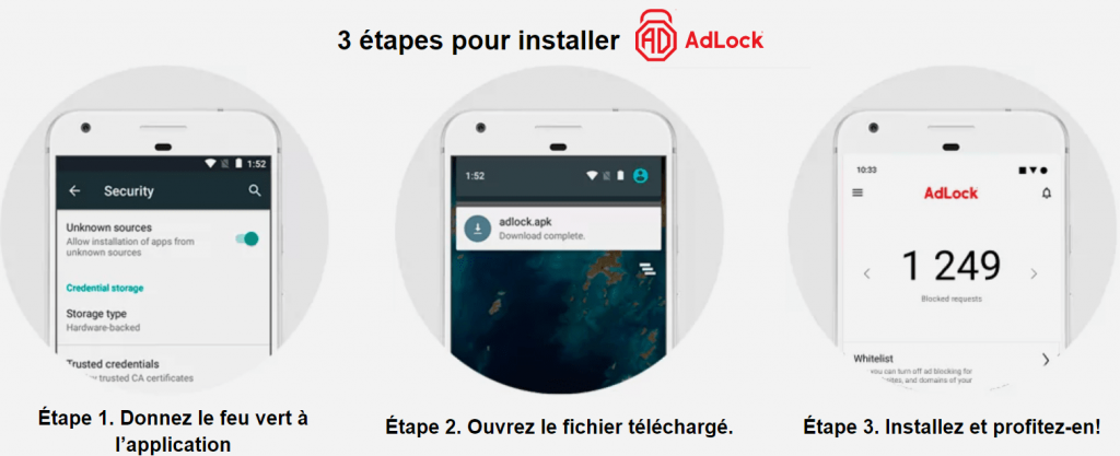 étapes pour installer adlock sur android