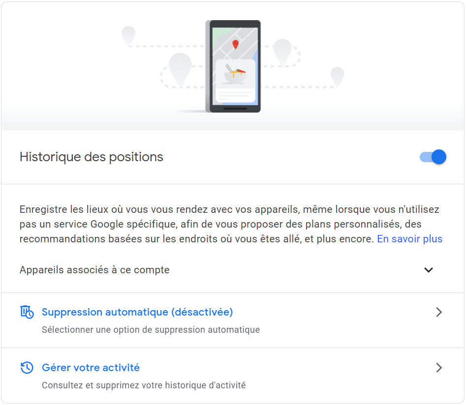 Google my activity : Historique des positions