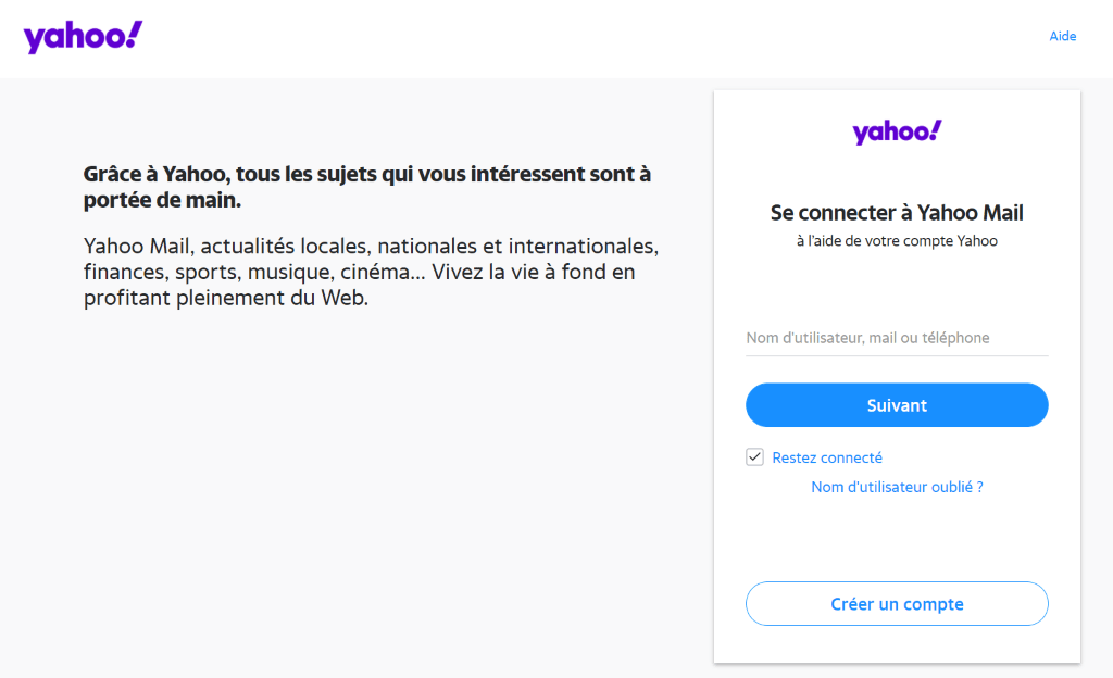 Se connecter à Yahoo Mail