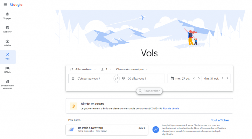 Google flights Rechercher les vols