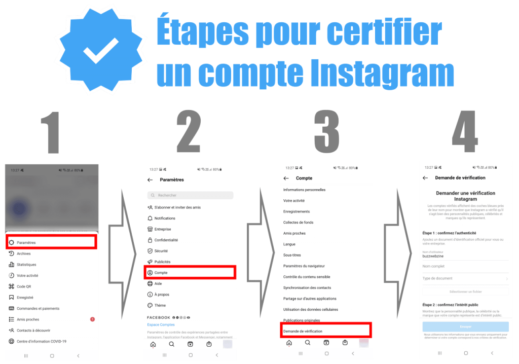 étapes pour certifier un compte instagram