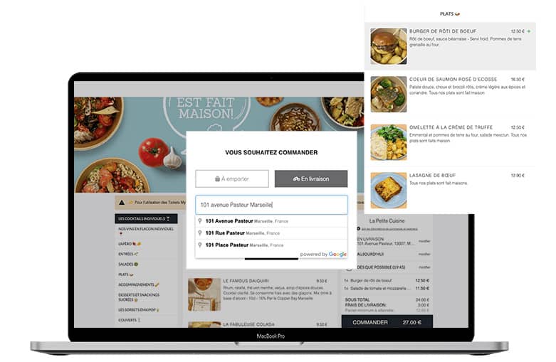 commande en click and collect sur le site internet d'un restaurant