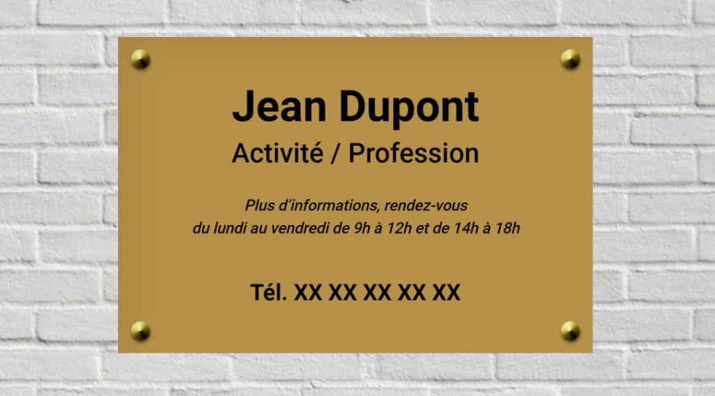 exemple de plaque professionnelle