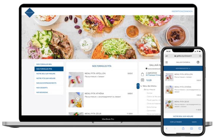 site web et application click and collect d'un restaurant