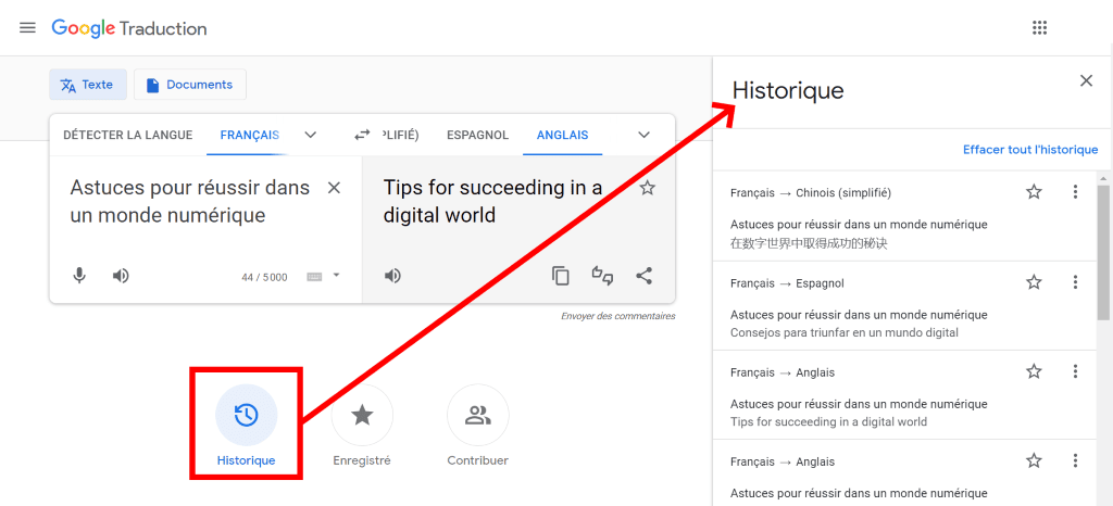 google traduction historique