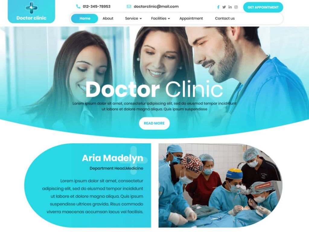 Exemple de site internet pour un médecin (Source : WordPress)