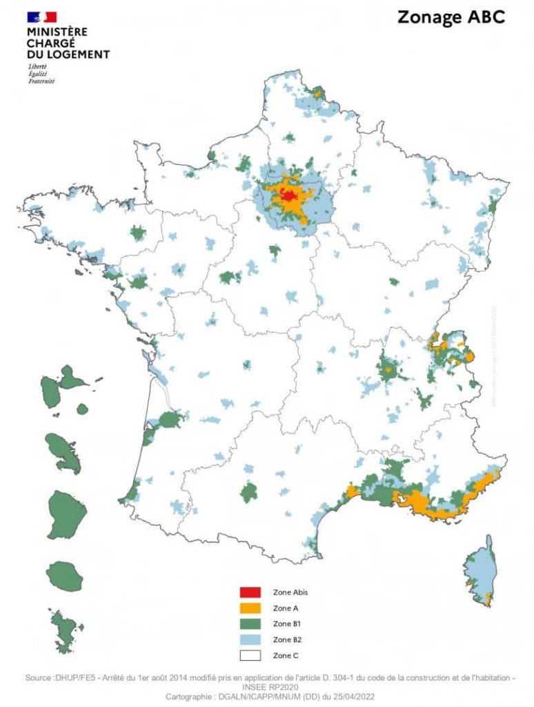 Carte de France du zonage- ABC loi Pinel