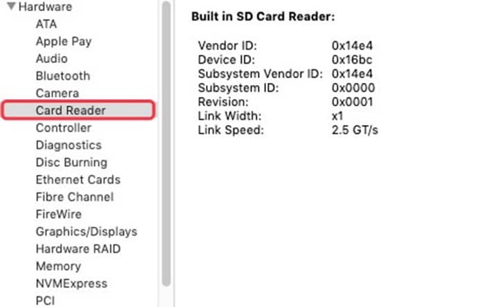 lecteur carte sd mac opérationnel