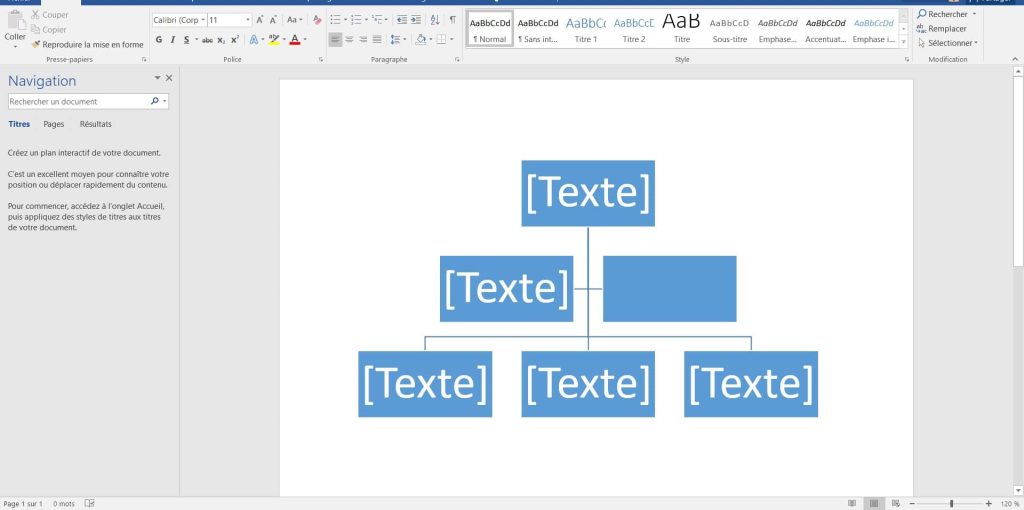 Ajouter une case sur un organigramme Word