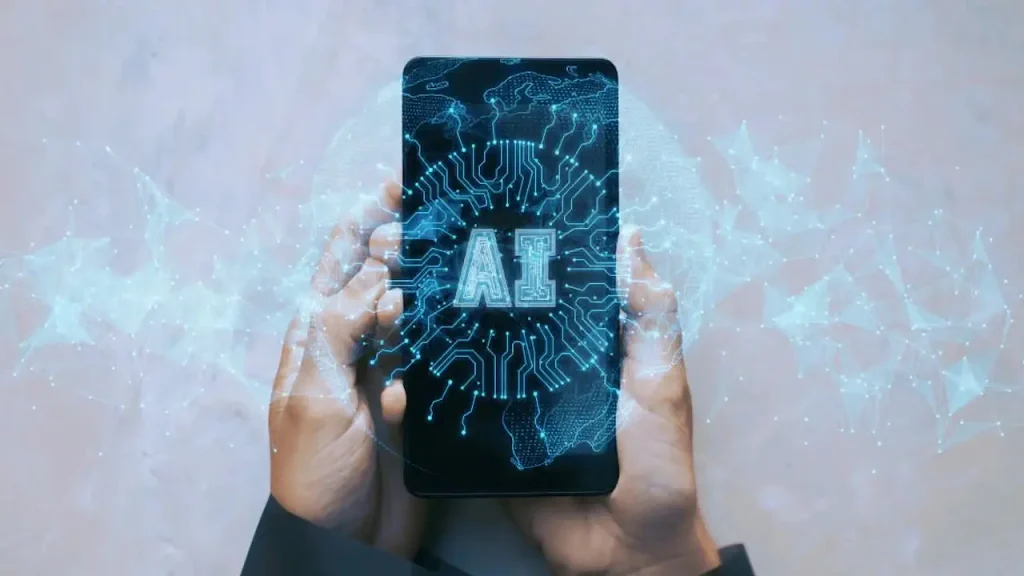 smartphone intelligence artificielle en arrière-plan